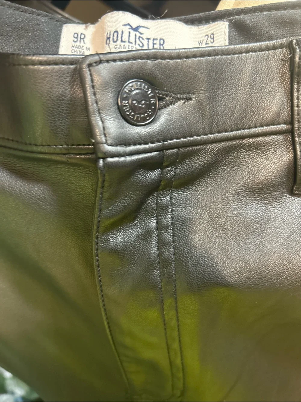 Hollister Black Faux Leather Ultra High-Rise Straight Pants